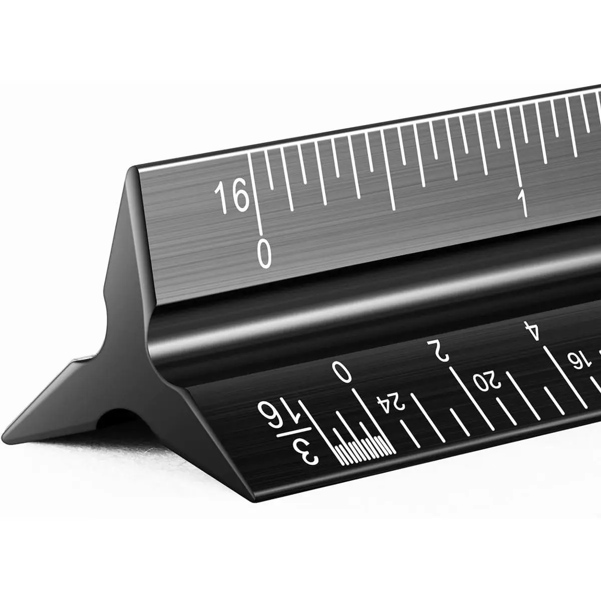 Architectural Scale Ruler for Blueprint, 12'' Metric Metal Engineers Triangle Drafting Ruler with Imperial Measurements for Architects Engineering, Artists, Draftsman Drawing, Laser-Etched Markings