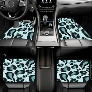 4pcs Stylish Teal Leopard Print Car Floor Mats, Non-Slip, Dirt-Resistant, Easy to Clean, Suitable for Cars, Trucks, and SUVs, High-Quality Anti-Slip Car Mats, Car Accessory