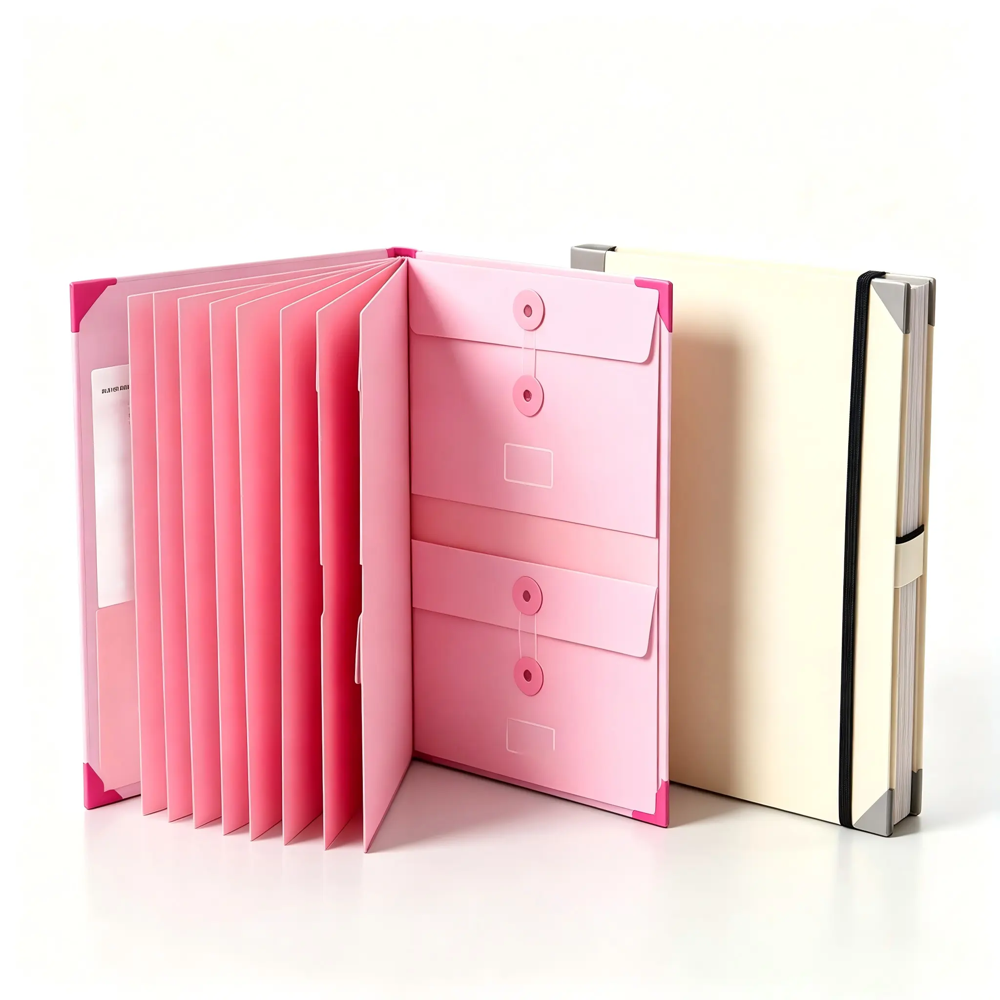 Hardcover Accordion Folder with Elastic Band - 2-Tone Pastel Document Organizer for Student Exam Papers, Office Bill Storage safe binder durable design display case letter size a4 clip board portable file