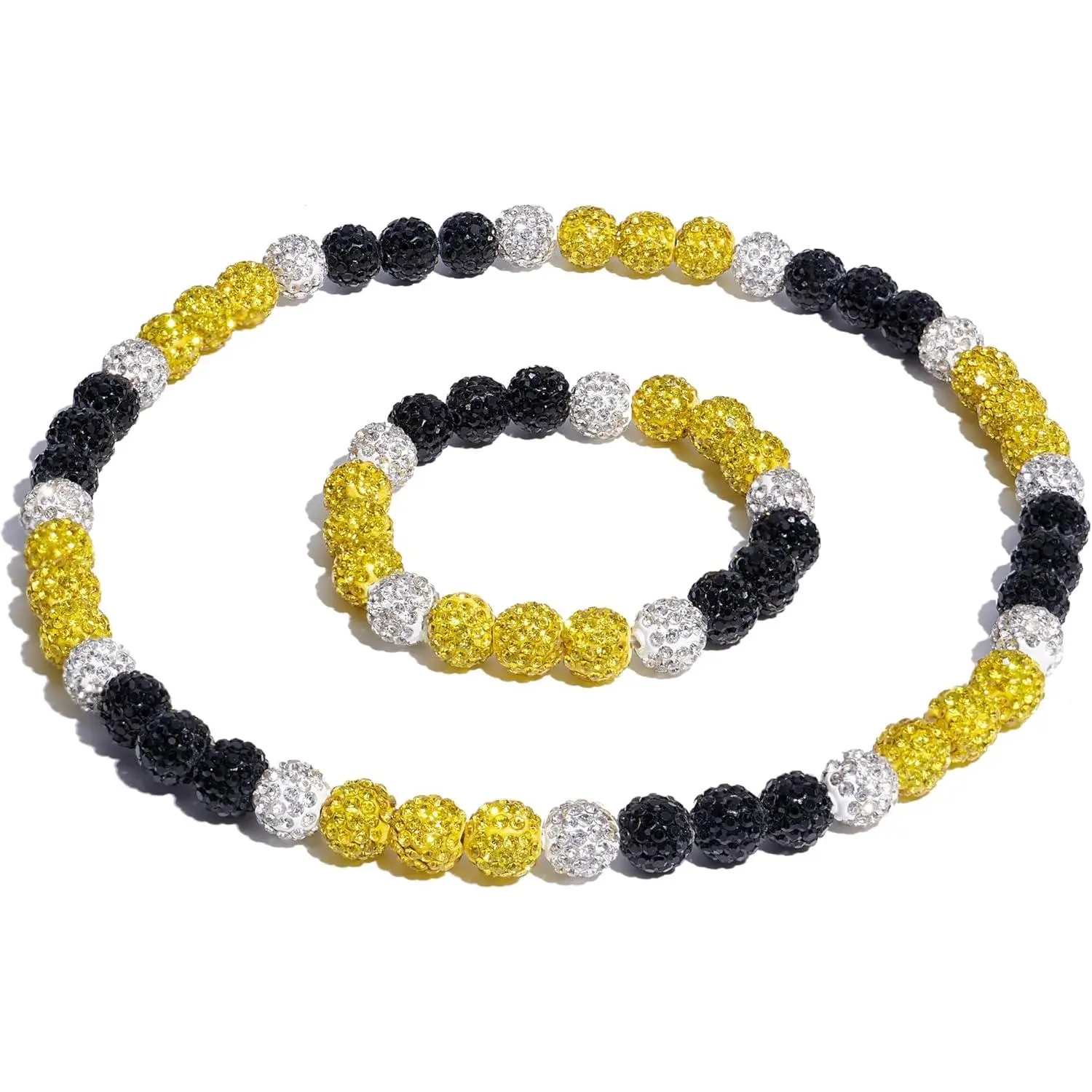 Baseball Necklace 18in Baseball Chain and Bracelet Set Beaded Necklace for Men Women Bling Rhinestone Drip