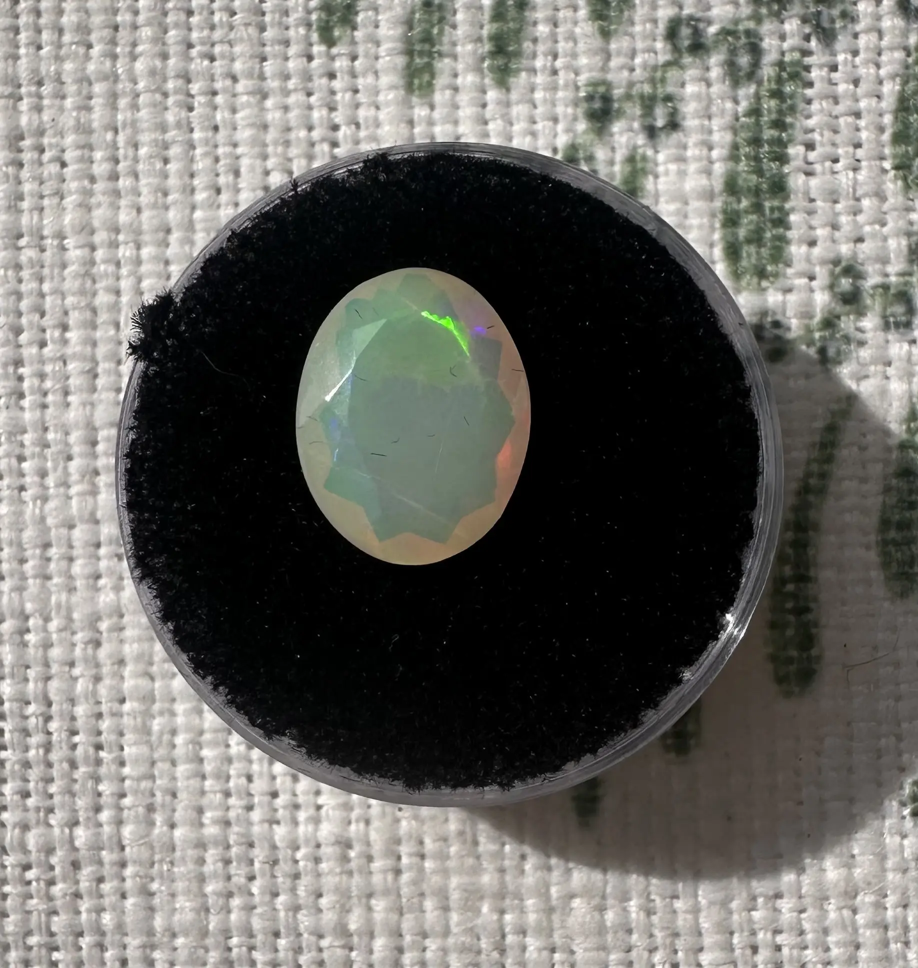 2.65 ct Natural Ethiopian Welo Opal Gemstone | Faceted Oval, Neon Green Orange Fire