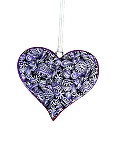 Hanging Auto and Home Freshie Purple Paisley Heart - Made to Order, 4" x 3.5", Perfect for Car Interiors & more