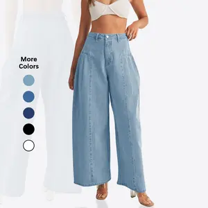 Flowyair Women's Ultra Baggy 90s Wide Hip Jeans - Loose Boyfriend Wide Leg, Side Pleated, Loose Flared Denim Pants, Ultra Baggy Jeans