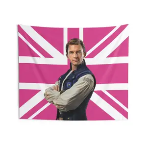 Fiyero Tapestries, Fiyero Tigelaar Pink Union Flag, Jonathan Bailey Pink Flag, Fiyero (Jonathan Bailey) Union Jack Indoor Wall Tapestries