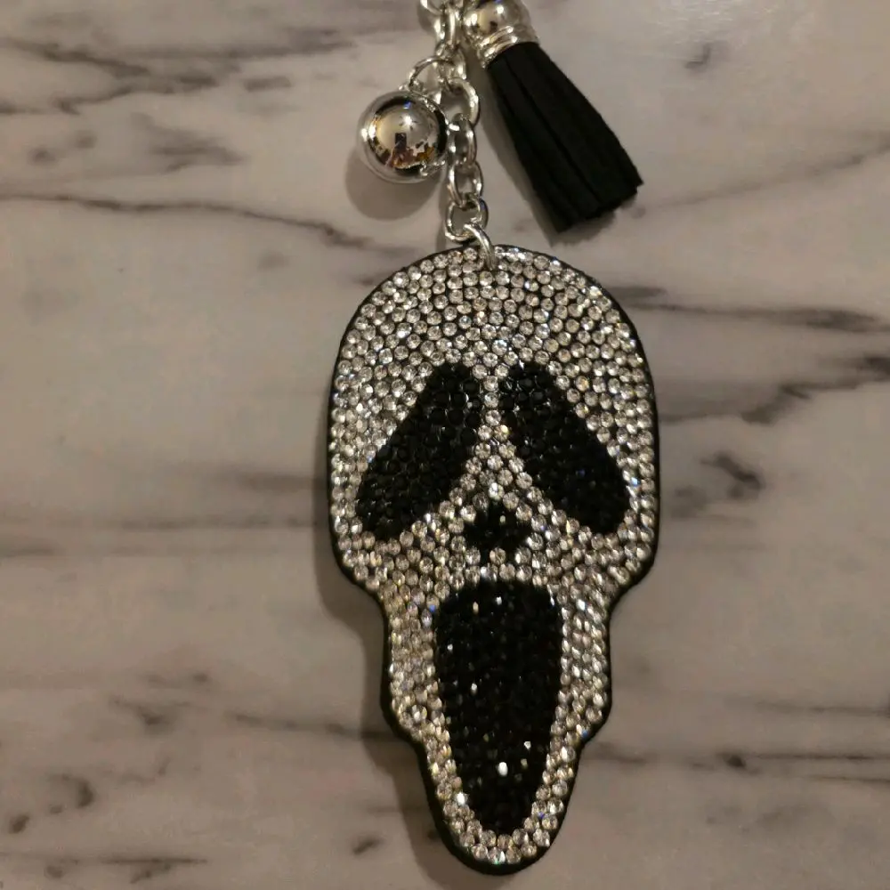Bling Ghostface Keychain with Rhinestones and Tassel