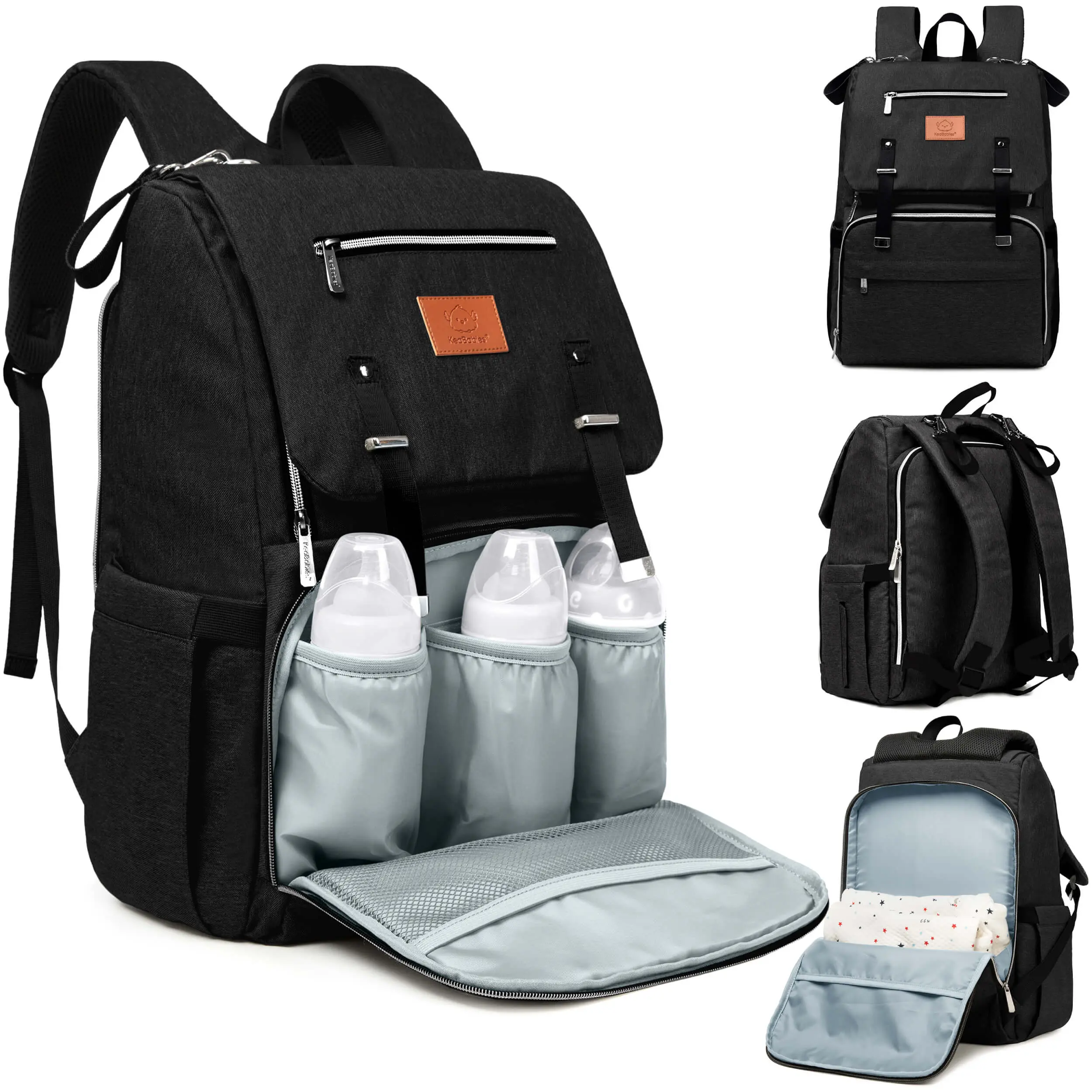 KeaBabies Baby Diaper Bag Backpack with Changing Pad - Waterproof Baby Bag for Mom and Dad, Insulated Bottle Pockets, Durable Toddler, Twin, Boy Girl Diaper Backpack for Travel, Large