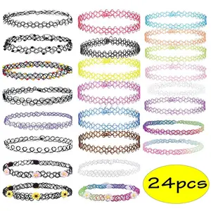 Velvet Choker Necklaces for Women Velvet Ribbon Collar Necklaces Classic 24pcs Vintage Style Multi-color Fashionable Gift