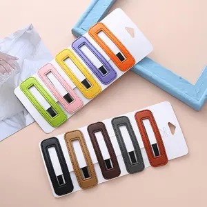 Large Hair Snap Clips,2pcs Shipped in a random color.3 Inch Cutout Rectangle Hair Barrettes for Girls Women No Slip Hair Clips for Thick or Thin Hair Solid Candy & Morandi Color Hairpins Hair Accessories