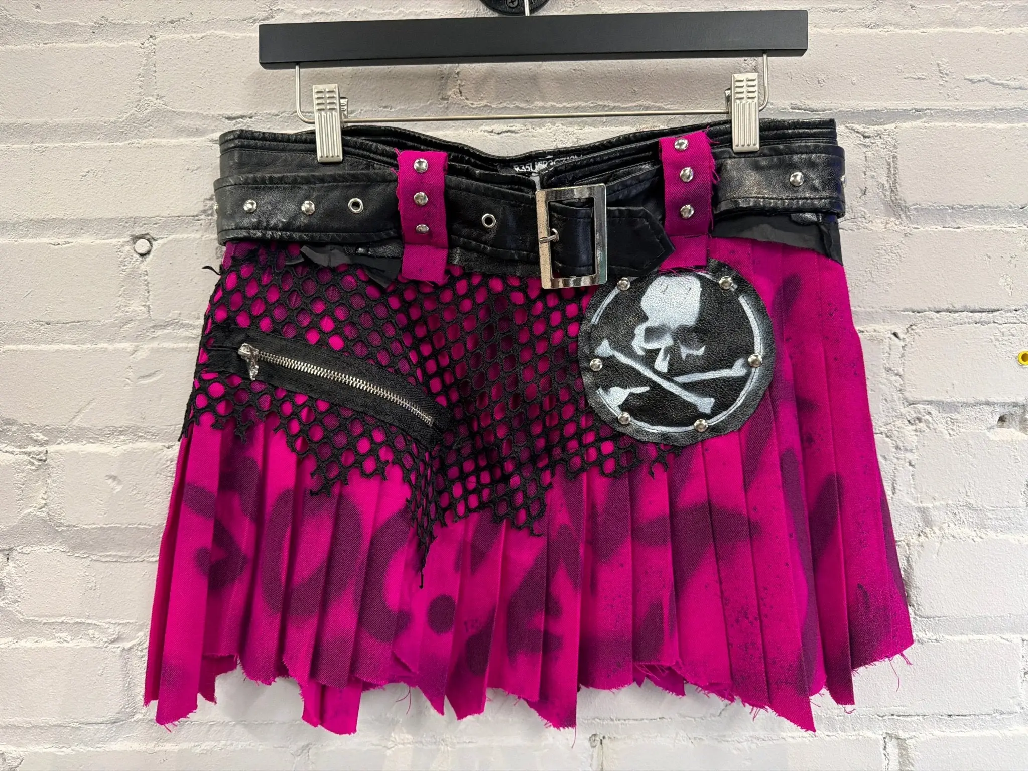 Pink Punk Graffiti Buckle Skirt