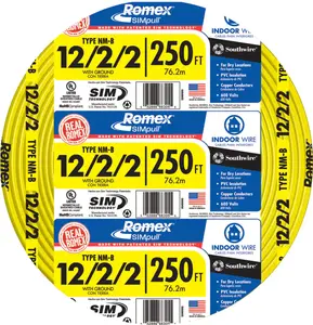 Southwire 250-Ft 12 / 2 / 2 Romex Simpull Solid Indoor CU NM-B W/G Individual Pack ( By-The-Roll )