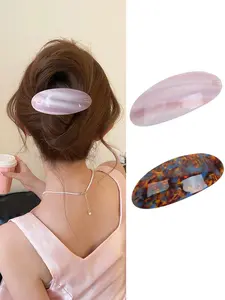 Women's Elegant Oval One-Strand Hair Clip Set, Back-Of-The-Hair Half-Updo Spring Clips, High-Quality Tail Clip, All Seasons Headwear
