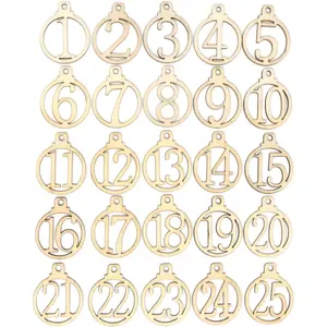 50 count 1-25 Wooden Numbers Ornaments, Unfinished Number  Pieces  Slices  Chips, Wooden  Tags, for Birthday, Wedding, Halloween, Christmas, Thanksgiving, ,  Year