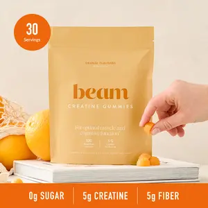 Beam Creatine Gummies — 30 Servings (120 Gummies) for Muscle & Brain Support (Orange Flavor, 5g Creatine + 5g Fiber) Daily Cleanse Supplement Natural Supplements Healthy Ingredients Dietary Fitness