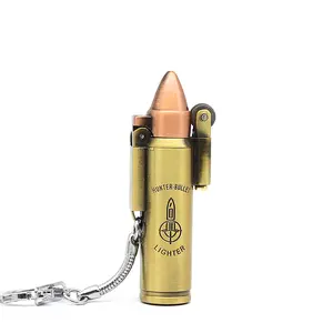 New lighter: bullet-shaped, butane fuel, windproof igniter (with flame disc), lighter keychain