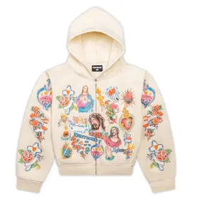 (100% Authentic) We Are Righteous Risen King Cropped Zip (Cream)