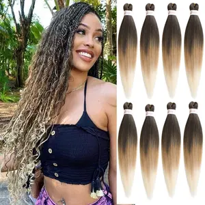 1B/27/613 Pre Stretched Braiding Hair 8 Packs 26 Inch Professional Itch Free Low Temperature Synthetic Fiber Crochet Braided Crochet Hair Braiding Hair Extension Twist Braid (1B/27/613#)