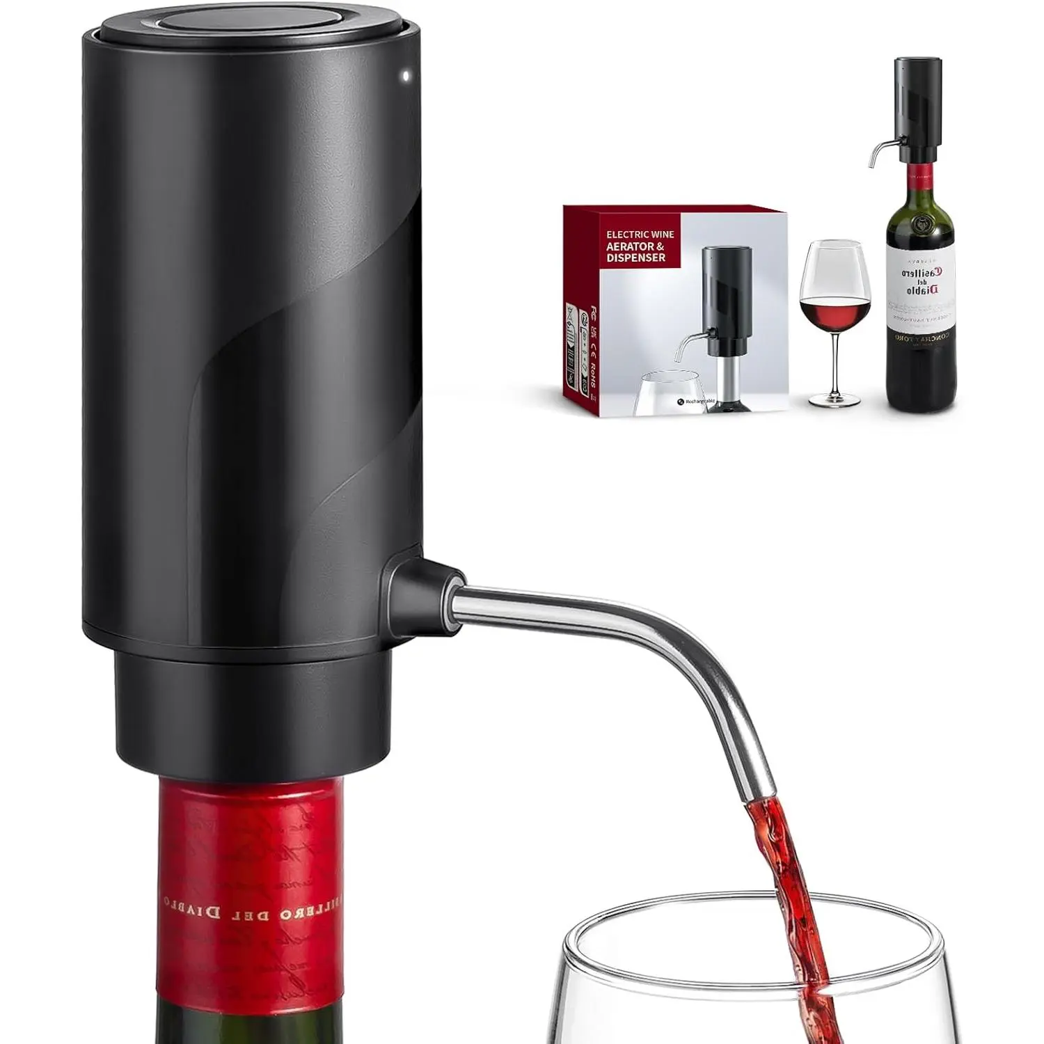 Electric  Decanter Aerator Dispenser: Automatic  Bottle Dispenser - One Button  Drink Decanter with USB Rechargeable -  Air Aerator Pourer Spout for Lovers