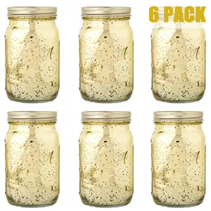 4/6 Pack 32 oz Gold/ Pink/ Blue/ Green/ Amber Wide Mouth Mason Jars for Pickling, Canning, Fermenting and Food Storage For Storing All kinds of Food