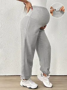 Maternity Leggings with Abdominal Support, Summer Casual, Stretchy, Versatile, Sporty Maternity Cropped Pants, Loose Sweatpants, Prenatal Maternity Clothing, Pregnancy, Casual Fit Maternity