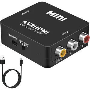 AV to HDMI Converter, RCA to HDMI Converter, 1080P Mini RCA Composite CVBS Audio Video Converter Supports PAL/NTSC Compatible with PC/Laptop/Xbox /PS4 /TV/STB/VHS/VCR/Blue-Ray
