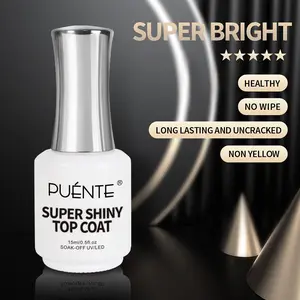 Puente 15ML Super Shiny Top Coat Gel Nail Polish , Glossy , High Gloss Super Shiny Nail Polish Top Coat ,Transparent Gel,Soak Off UV LED Nail Functional Gel for Nail Art DIY, Diy Manicure, Uv Light Gel