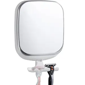 TAILI Anti-Fog Bathroom Mirror for Shaving, No-Drilling Wall-Mounted Shower Mirror with Razor Holder, Removable, Shatterproof, Waterproof, Powerful Suction (White), Anti-Fog Bathroom Mirrors