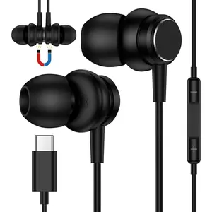 USB C Headphone  Earbuds for  Galaxy S26 Ultra S26+ S25 S24 S23 S22 A56 A16 A17 Wired in-Ear Type C Earphone with Microphone Bass Stereo Noise Canceling Buds for  17 16 15 Pro Max