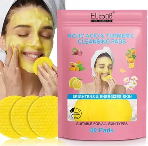 Kojic Acid & Turmeric Cleansing Pads ,Turmeric Cleansing Pads, Kojic Acid and Turmeric Cleansing Pads for Face and Body - 40 Pcs
