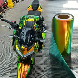 Rainbow Electroplated Car Vinyl Wrap Film, Gloss Rainbow Mirror Finish, Self Adhesive Air Release Car Sticker for Cars, Motorcycles & Electric Vehicles, DIY Decal Film