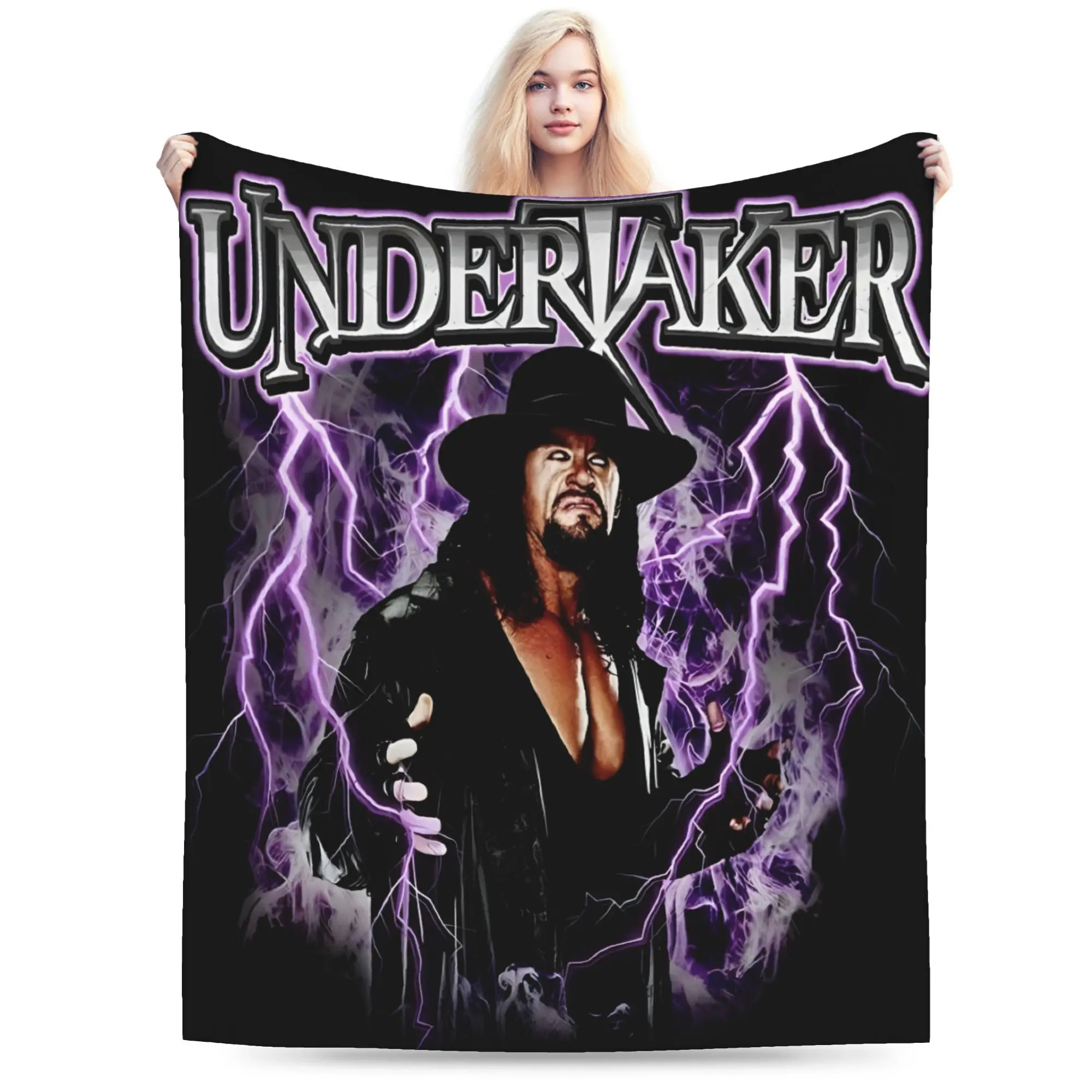 Wrestling-themed printed flannel blanket - suitable for all seasons, beds, sofas, cars, and travel - lightweight and warm, ideal gift.