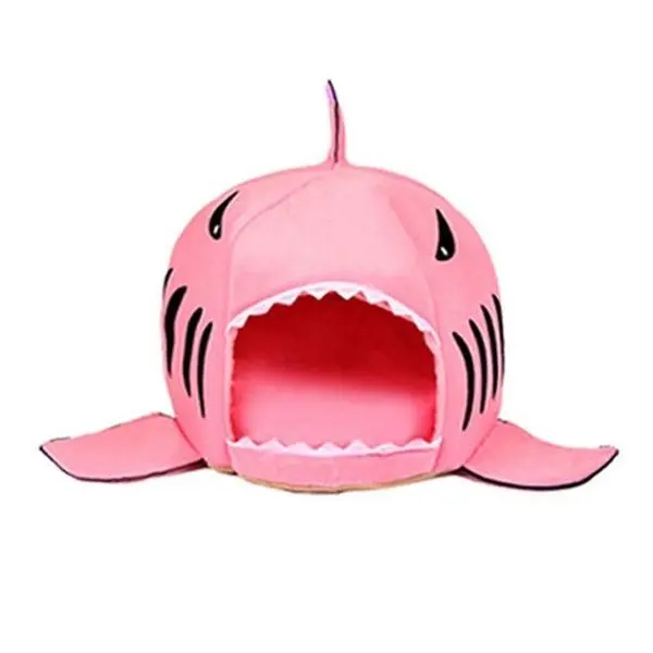 Cartoon Shark Dog Bed House Warm Cat Bed