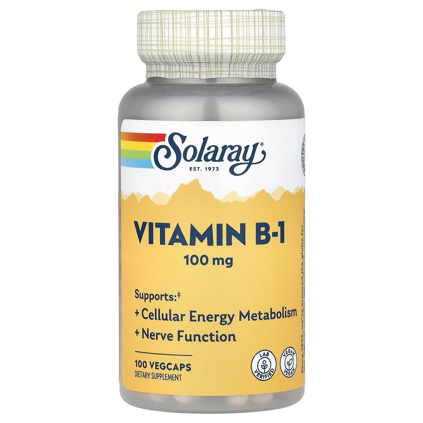 Solaray Vitamin B-1, 100 mg, 100 VegCaps