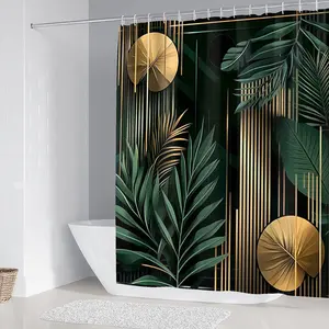 1/4 Bohemian style bathroom set, Bathroom Decor And Accessories, Shower curtain sets, including soft floor mats, toilet seat cushions, shower curtains, floor mats rebound well, absorb water, prevent slipping