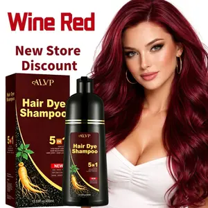 ALVP 2026  Shampoo 5 In 1 Herbal Wine Red Color Shampoo For Women & Men Covers 100% Grays Long Lasting Nourishes Scalp