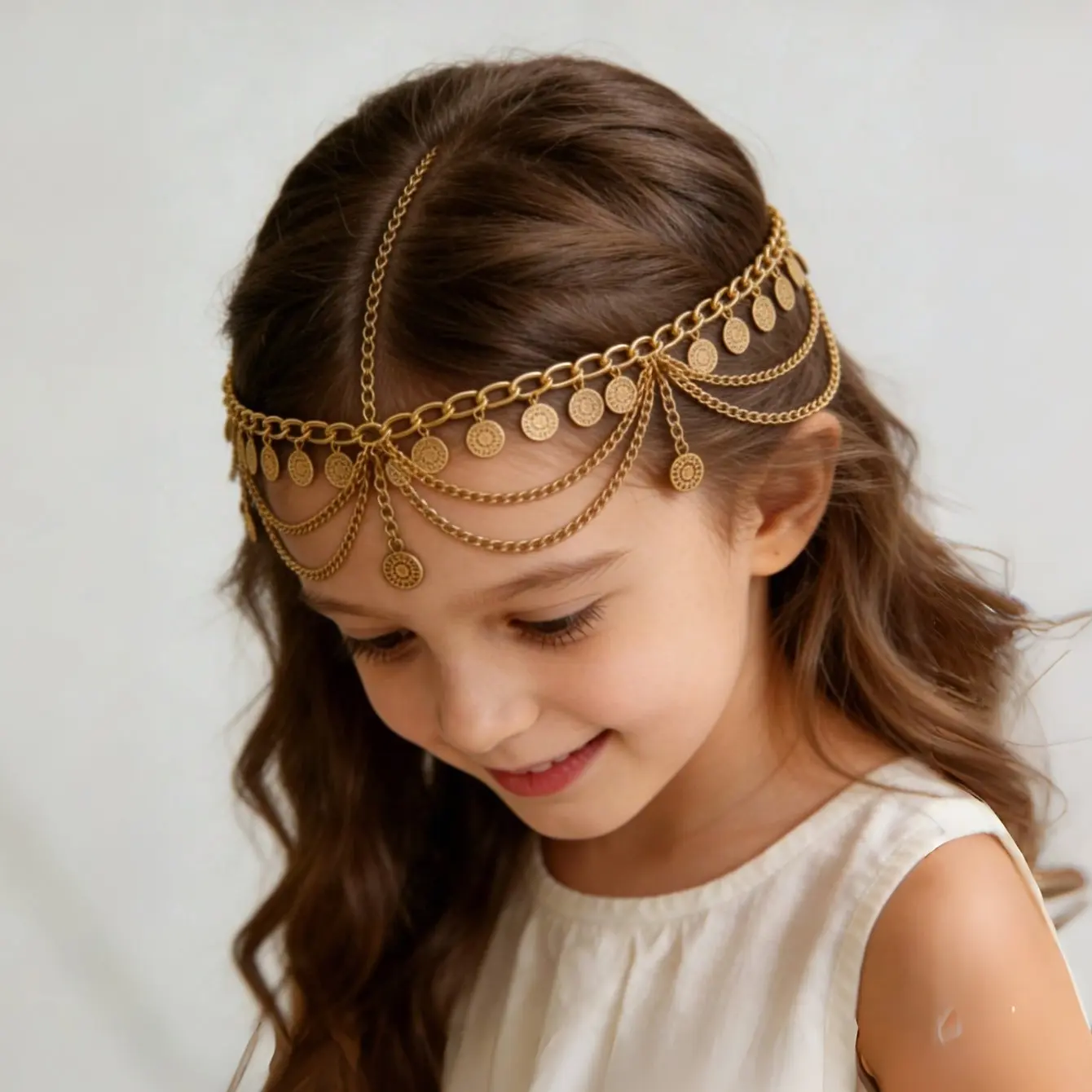 New handmade boutique stone beads shiny flexible wide headband gold Twine and Love | Padded Jeweled Headband | Embellished Headbands main image 2