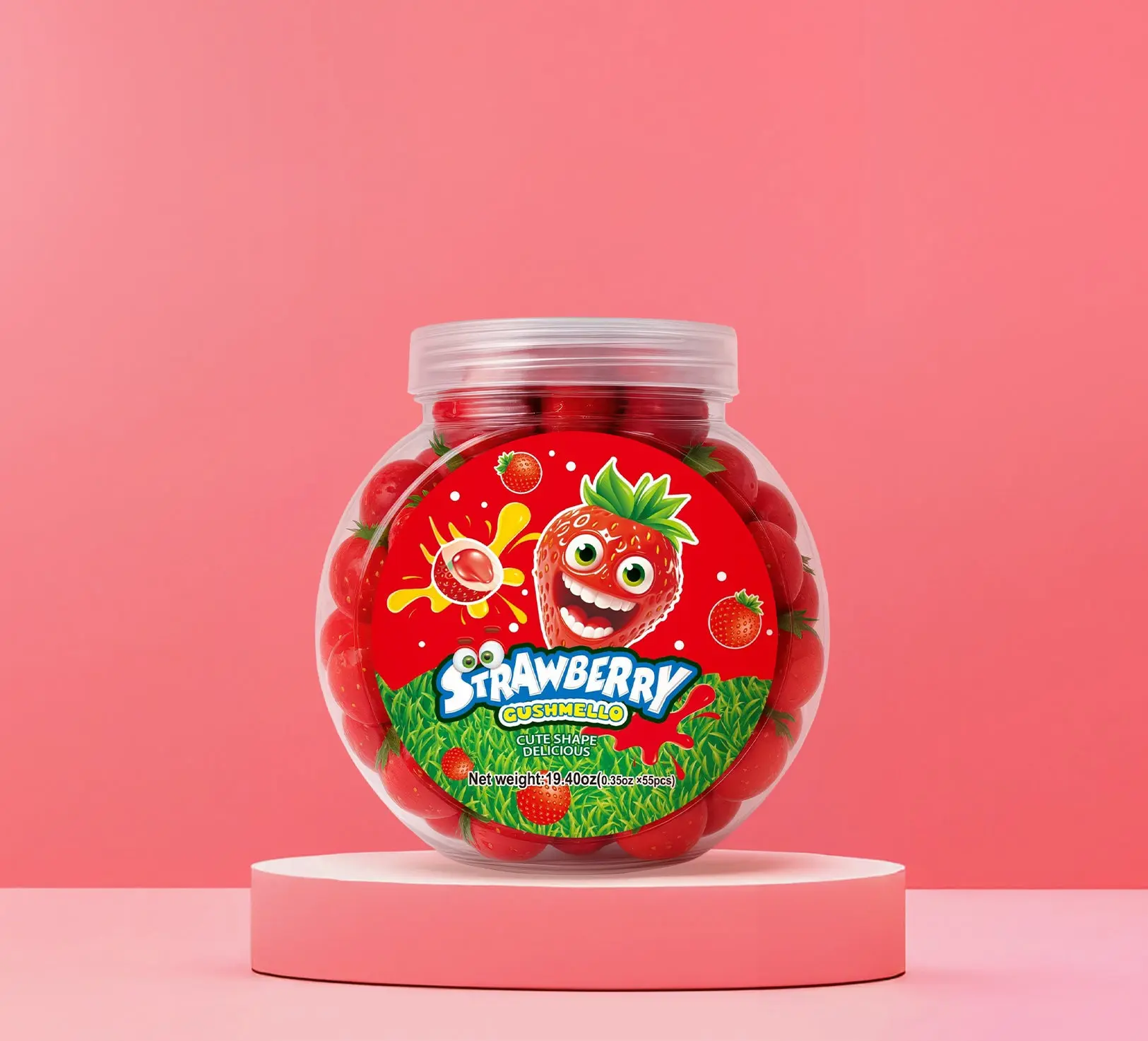 Zoomi™ Gushmello Strawberry Jar - Delicious, Fruity, Soft, Chewy Fruit Snack with Great Taste for Children's Cravings