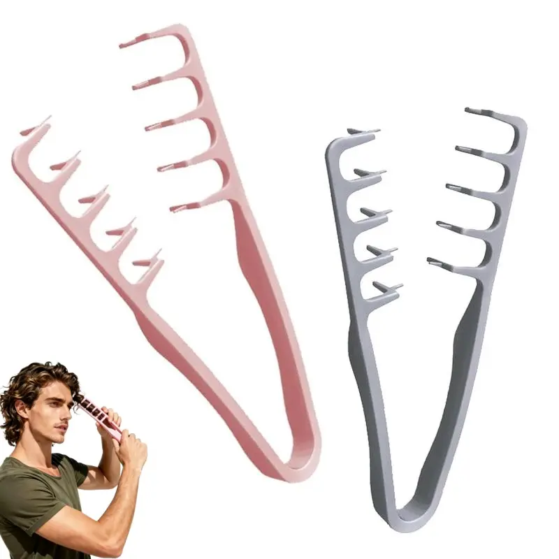 2PCS Men’s Dual-Sided Hair Comb, Wide & Fine Teeth Texture Comb for Instant Fluffy Volume, Non-Slip Travel Comb for Styling with Hair Spray (Silver & Pink)