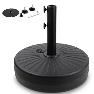 50LBS Round Umbrella Base Water Filled with Steel Umbrella Holder, Heavy Duty Fillable Umbrella Base Stand for Outdoor, Patio, Lawn, Garden