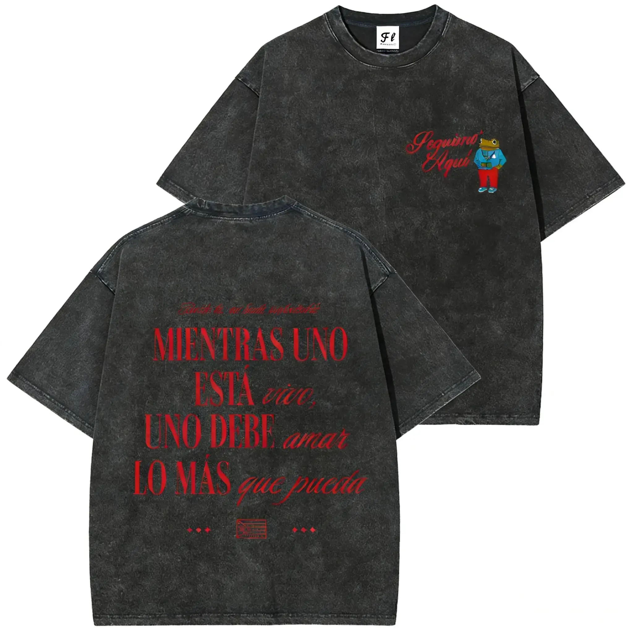 Men's Cotton Short-Sleeve Round Neck Graphic Tee - Streetwear Cultural Top with Seguimo Aqui Sapo Concho Print, Reggaeton Style Casual Menswear, Tshirt, Shortsleeve, Puerto Rican