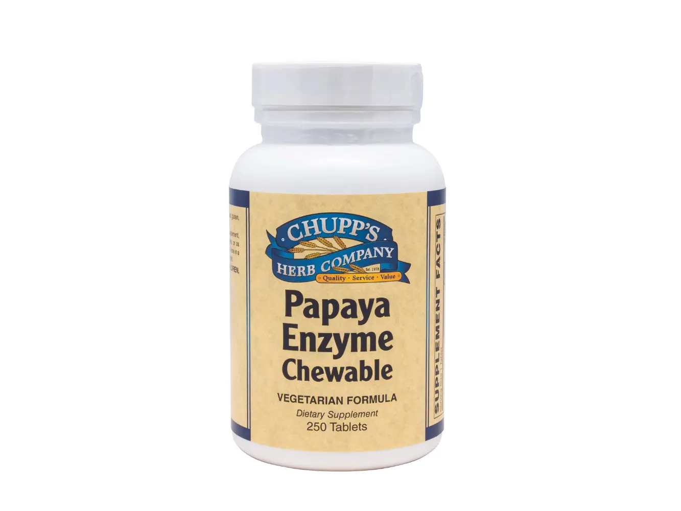 Chupp's Papaya Enzyme Chewable - Vegetarian-Friendly Natural Dietary Supplement with No Artificial Additives for Fresh Breath