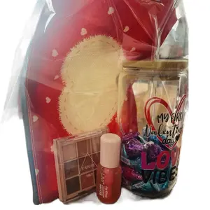 Valentine’s Day 16oz Glass Cup Gift Bundle with Chocolates & Beauty Essentials