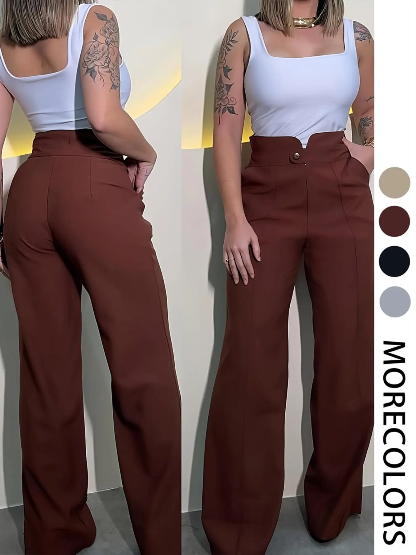 New Women's High-Waist Wide-Leg Pants, Womenswear Long Trousers with Flattering Slim-Fit Look, All-Season Fashion