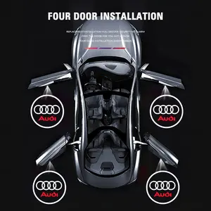 2pcs Audi HD Car Door Welcome Light Led Projector Lamp For Audi A3 A4 A6 A5 Q5 A1 Q7 Q3 Q2 Q8 A7 A8 TT S1 SQ5 RSQ3 RSQ8 RS3 RS4 S3 S4 RS5 RS6 RS7 S5 S6 S7 S8 Welcome Courtesy Light