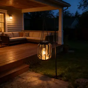 Solar Powered Outdoor Light Set, Garden Pathway Lantern Decorations, Rechargeable Solar Hanging Lamp for Patio & Yard, Hanging Lights, Garden Decorative Light