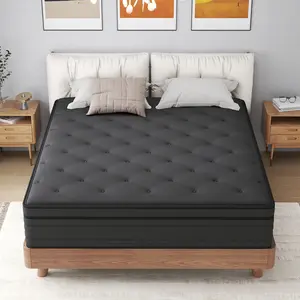 2026 New Bed 12/14 Inch Black Mattresses Twin, Full, Queen, King size Mattress Hybrid Pocket Spring Memory Foam Medium Firm Full Body Support Breathable Premium Sleep UpgradeHotel Gift