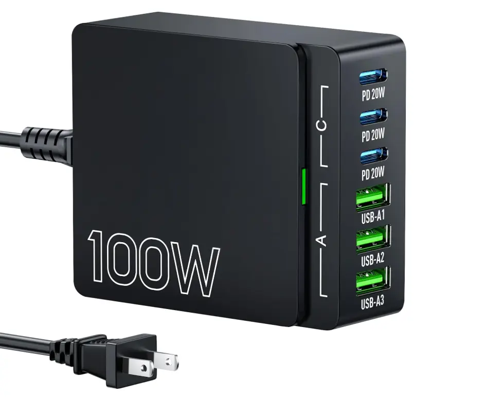 TurboCharge 100W GaN 6-Port Hub - PowerBrick Pro Android Smartphone Portable