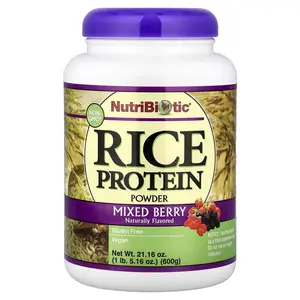 NutriBiotic Rice Protein Powder, Mixed Berry, 1 lb, 5.16 oz (600 g)