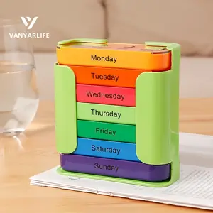 7-Day high-capacity portable pill storage box with daily removable compartments - morning, noon, evening, and bedtime sections, weekly medication planner