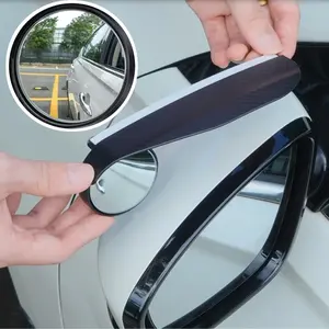 2pcs Carbon Fiber Textured Blind Spot Mirrors with 360° Rotation, Convex Rain Guard & Left Side Installation - Fit for All Cars, Trucks, SUVs - Keeps You Dry in Rain, Enhances Visibility, Vehicle Safety Accessories, Modern Car Accessory, Durable Mirror