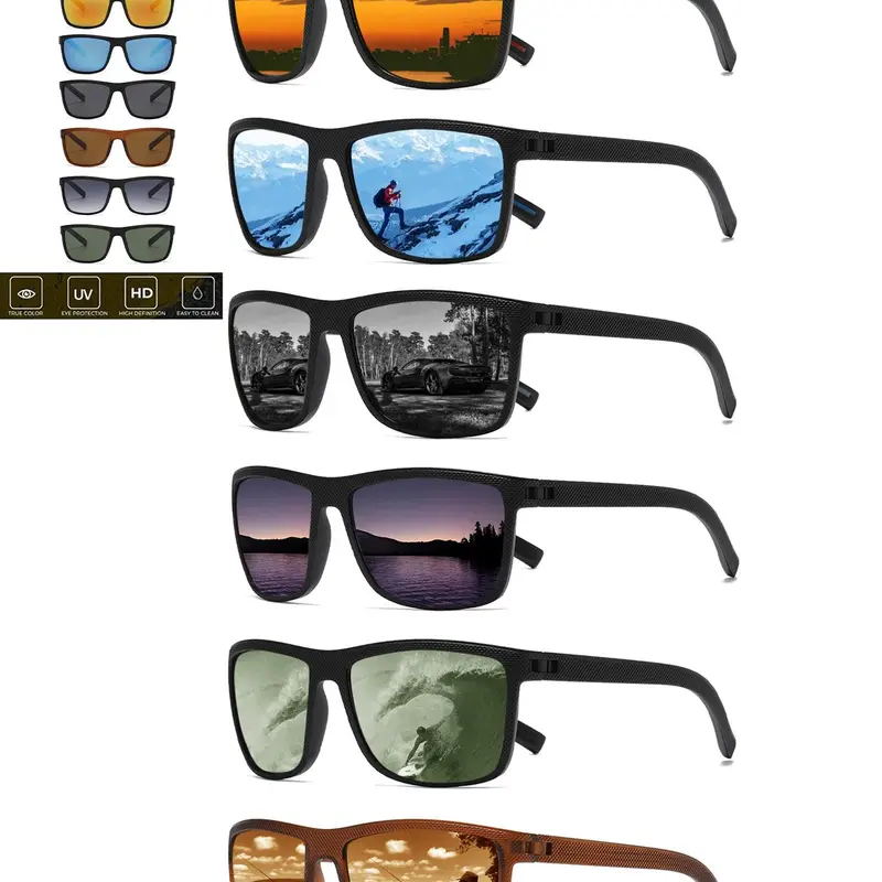 Unisex Simple Style Sunglasses, Trendy Casual Rectangle Frame Sunglasses for Men Everyday Use, Fashion Accessories for Outdoor Activities